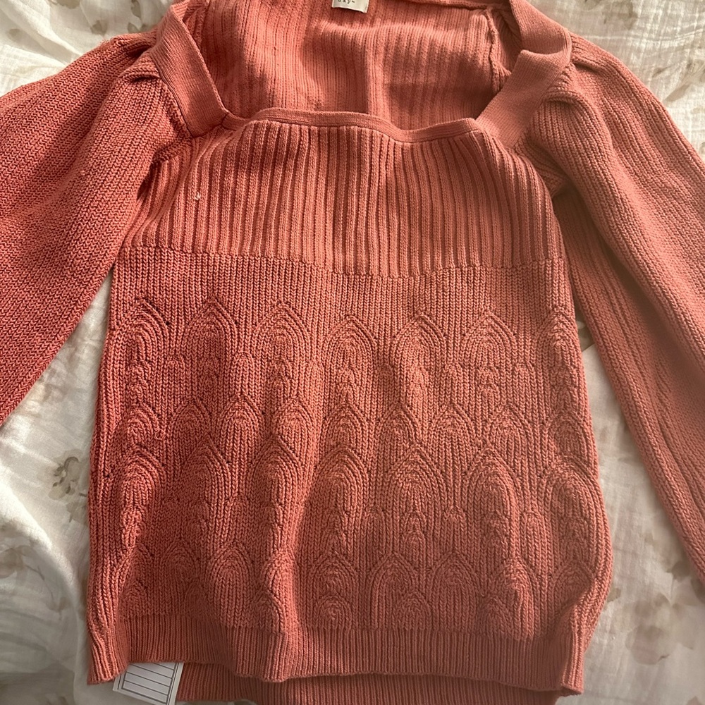a new day pointelle Sweater in Coral